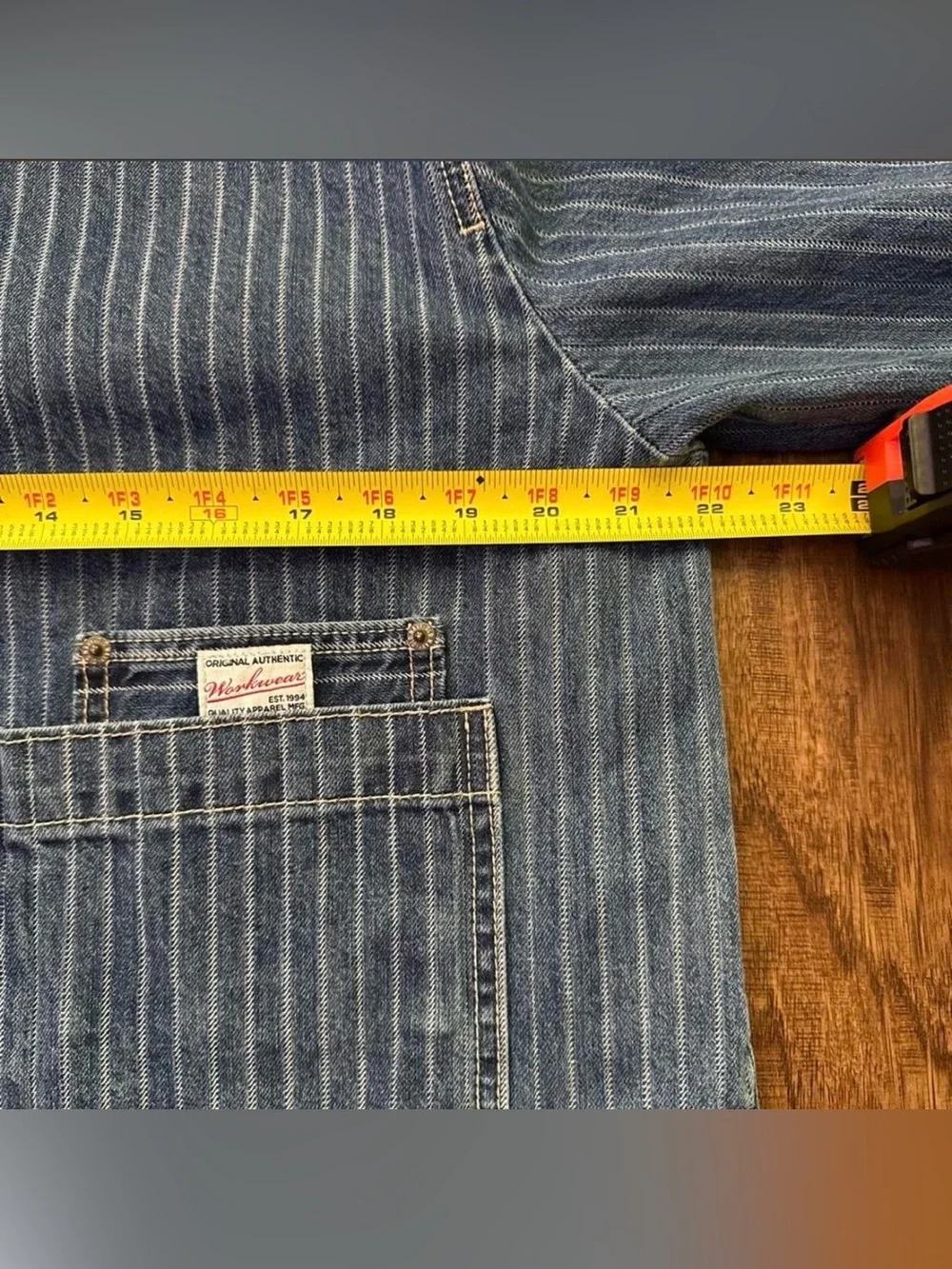 Old Navy Blue Pinstripe Workwear Denim Jacket - Picture 8 of 8